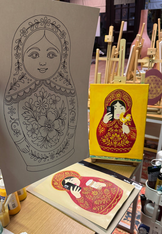 Matroschka und Samowar trinken